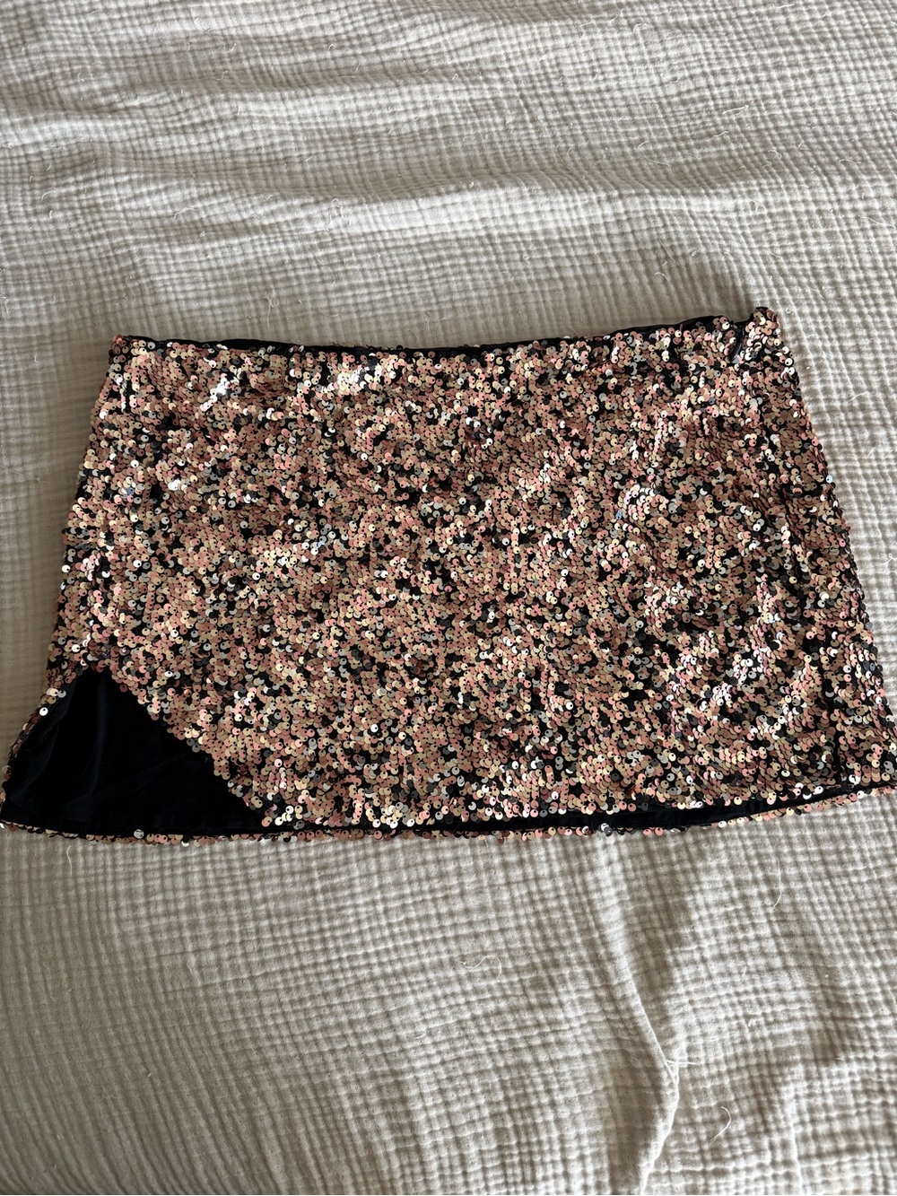Free People Rose Gold Sequin Mini Skirt